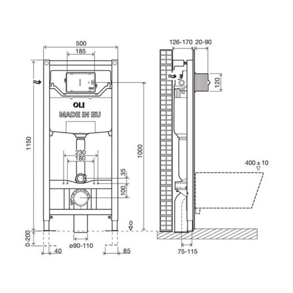 Комплект: Инсталляция OLI 120 ECO Sanitarblock pneumatic + Панель слива KARISMA, глянцевый хром Комплект: Инсталляция OLI 120 ECO Sanitarblock pneumatic + Панель слива KARISMA, глянцевый хром
