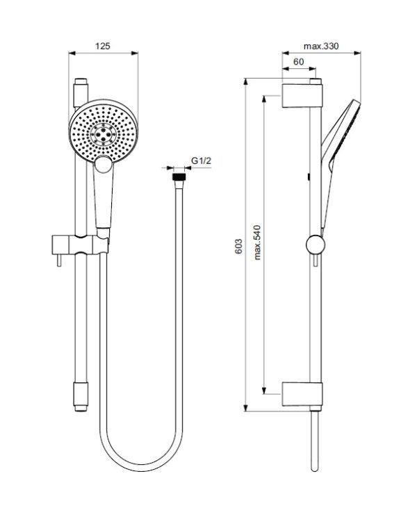 Душевой набор Ideal Standart IDEALRAIN со штангой EVO JET ROUND XL3 (B1761AA) Душевой набор Ideal Standart IDEALRAIN со штангой EVO JET ROUND XL3 (B1761AA)
