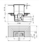 APV1324 Сливной трап 105 × 105/50, подводка – боковая, решетка – нержавеющая сталь, фланец –нержавею