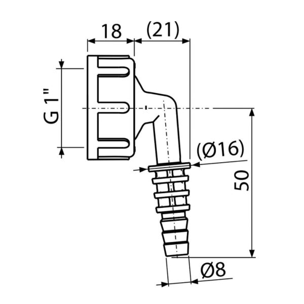 Штуцер Alca Plast G1"/8–16