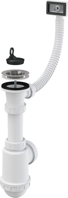 Alca Plast A444-DN50/40 Сифон для мойки с нержавеющей решеткой DN70 и гофропереливом Alca Plast A444-DN50/40 Сифон для мойки с нержавеющей решеткой DN70 и гофропереливом