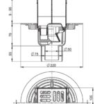 APV2321 Сливной трап 105 × 105/50/75, подводка – прямая, решетка – нержавеющая сталь, гидрозатвор