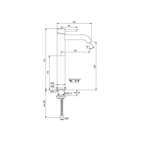 Смеситель для умывальника Ideal Standard CERALINE Vessel, монтаж Ideal Standard-Fix Смеситель для умывальника Ideal Standard CERALINE Vessel, монтаж Ideal Standard-Fix