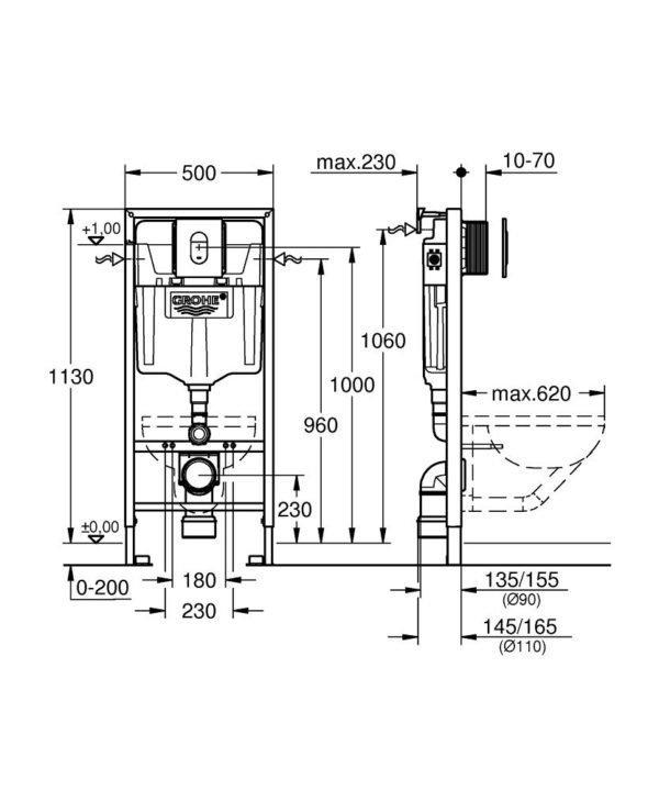 Инсталляция Grohe Rapid SL для унитаза с клавишей смыва Хром (38929000) Инсталляция Grohe Rapid SL для унитаза с клавишей смыва Хром (38929000)