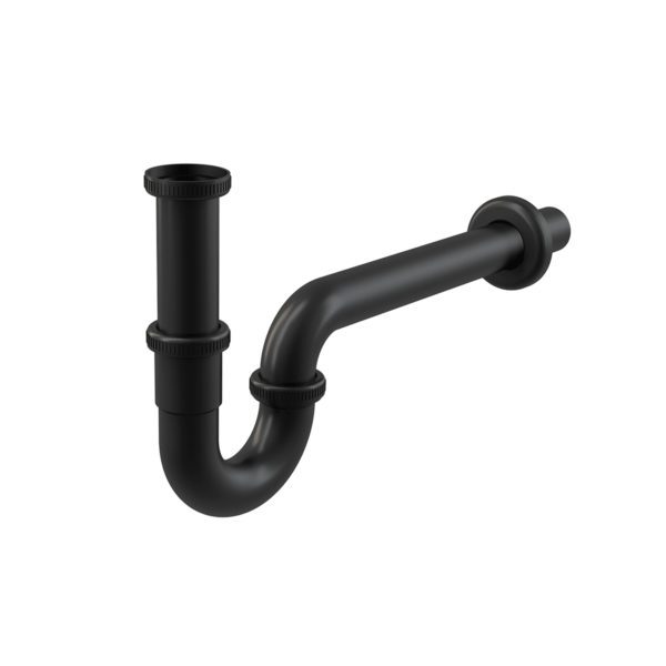 Alca Plast A4320BLACK Сифон для умывальника DN32, U-форма с накидной гайкой 5/4", черный-мат