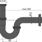 Alca Plast A4320BLACK Сифон для умывальника DN32, U-форма с накидной гайкой 5/4", черный-мат