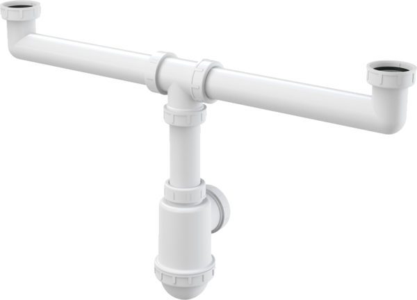 Alca Plast A448-DN50/40 Сифон для сдвоенной мойки с накидными гайками 6/4"