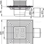 APV3344 Сливной трап 105 × 105/50/75, подводка – боковая, решетка – нержавеющая сталь, фланец –нержа