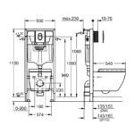 Комплект унитаза Grohe Euro Ceramic Solido с инсталляцией с сиденьем Микролифт с клавишей Хром (39536000)