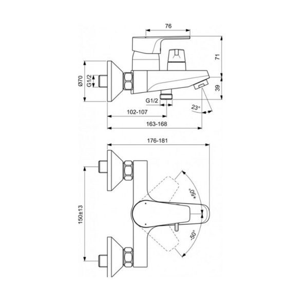 Смеситель Ideal Standard CERAFINE D для ванны/душа, картридж 38 мм FirmaFlow с функцией HWTC Смеситель Ideal Standard CERAFINE D для ванны/душа, картридж 38 мм FirmaFlow с функцией HWTC