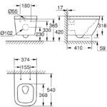 Унитаз Grohe Euro Ceramic подвесной без сиденья (39328000)