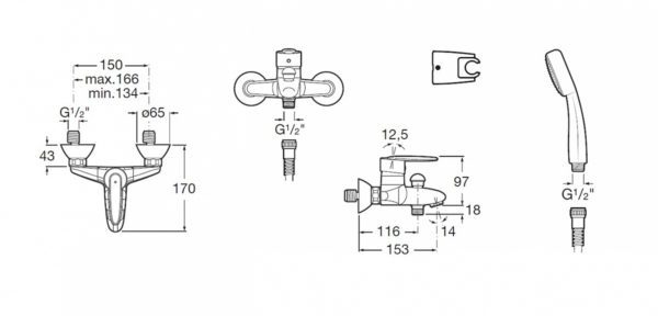 VECTRA смеситель для ванны/душа с акс. VECTRA смеситель для ванны/душа с акс.