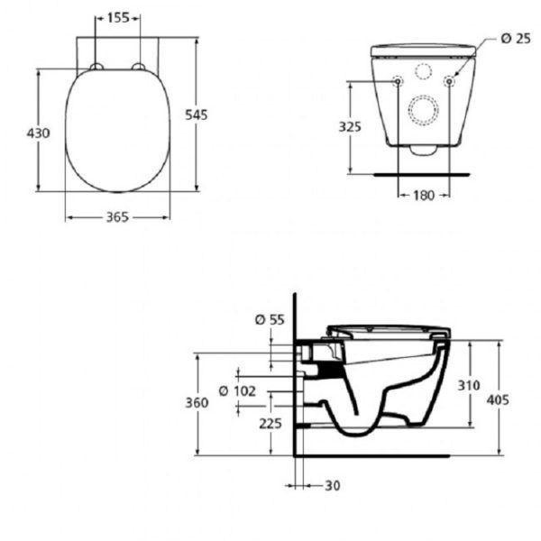 Комплект инсталляции Ideal Standard ProSys Eco Frame M с унитазом Connect E803501, сиденье микролифт E712701 (W220101)