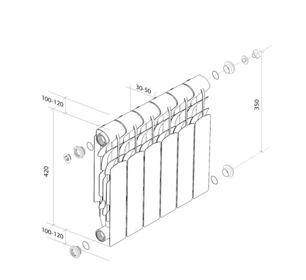 Радиатор Royal Thermo Revolution 350 (4,6,8,10,12 секций)