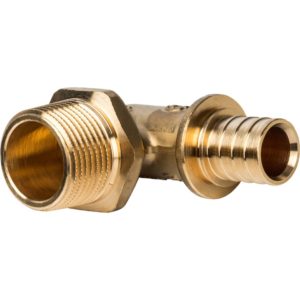 Угольник-переходник 20xR 3/4" с наружной резьбой для труб из сшитого полиэтилена аксиальный STOUT