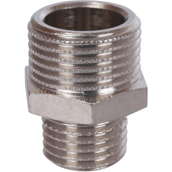 Ниппель 3/8X1/4 НН переходной никелированный STOUT