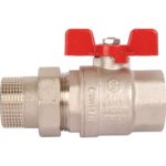 Кран шаровой 1 1/4 (EPDM) полнопроходной с "американкой", ВР/НР, ручка бабочка STOUT