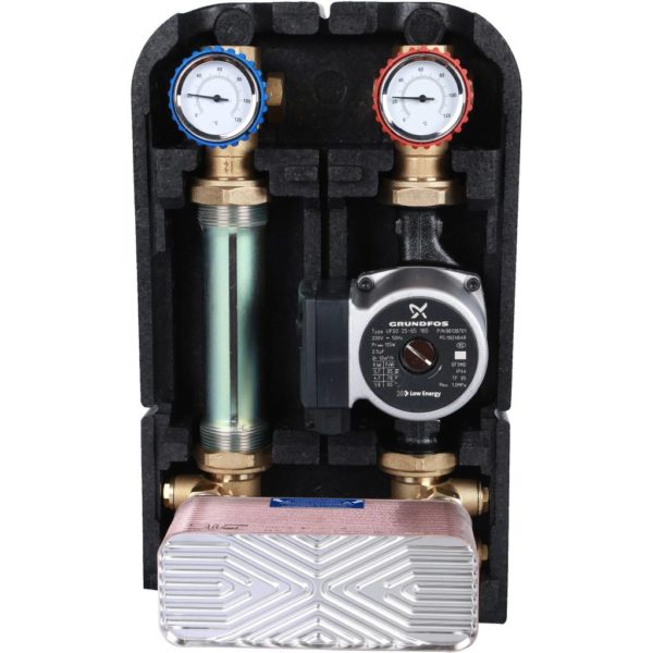 Насосная группа с теплообменником 34 пластины,с насосом Grundfos UPSO 25-65 в теплоизоляции STOUT