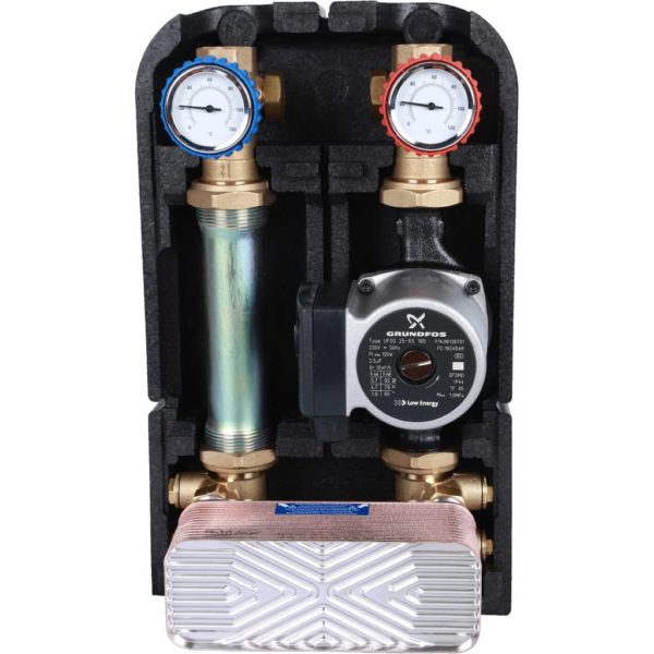Насосная группа с теплообменником 28 пластин,с насосом Grundfos UPSO 25-65 в теплоизоляции STOUT