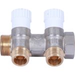 Коллектор распределительный 3/4", 2 отвода 1/2" плоское уплотнение STOUT Коллектор распределительный 3/4", 2 отвода 1/2" плоское уплотнение STOUT