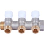 Коллектор распределительный 3/4", 3 отвода 1/2" плоское уплотнение STOUT
