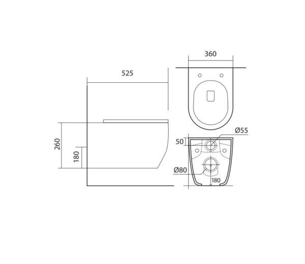 Унитаз подвесной безободковый AQUATEK ЕВРОПА AQ1106L-00 525*360*260 мм, горизонтальный выпуск, тонкое сиденье с механизмом плавного закрывания, крепеж Унитаз подвесной безободковый AQUATEK ЕВРОПА AQ1106L-00 525*360*260 мм, горизонтальный выпуск, тонкое сиденье с механизмом плавного закрывания, крепеж