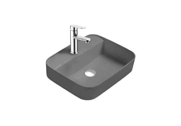 Раковина накладная для установки на столешницу AQUATEK ВЕГА  AQ5506-MG 500*395*140, с отверстием под смеситель, матовый серый